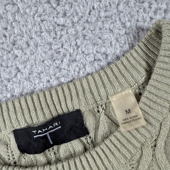 Tahari Sweater Womens M Pullover Long Sleeve Lightweight Stretchy Cotton Neutral - Picture 5 of 9